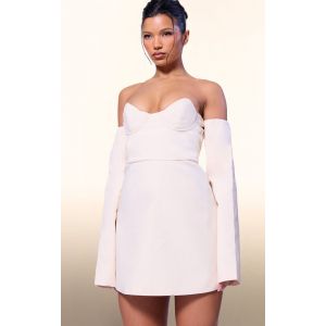 PLT Label Mini-robe de tailleur droite crème à détail sur le buste, Crème - Taille 38