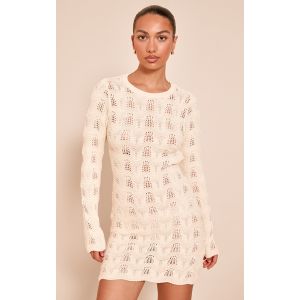 Mini robe gris pierre à dos nu et manches longues, Gris Pierre - Taille XS