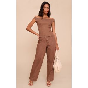 Jean large ample léger marron, Marron - Taille 42