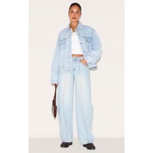 Femme Jean style bouffant bleu clair d&eacute;lav&eacute; &agrave; coutures devant | Taille 36 - Taille 36