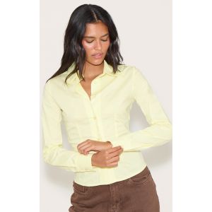 Chemise ajustée jaune citron à manches longues, Jaune Citron - Taille 38