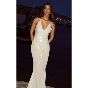 Robe droite crème au beurre à sequins, Crème Au Beurre - Taille 32