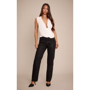 Femme Jean droit noir effet enduit | Taille 40 - Taille 40