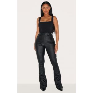 Femme Shape Pantalon flare en jean effet enduit noir &agrave; ourlets fendus | Taille 34 - Taille 34