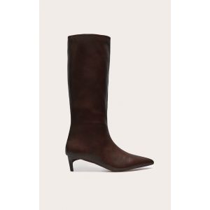 Bottes pointues en PU chocolat à petit talon aiguille, Chocolat - Taille 38