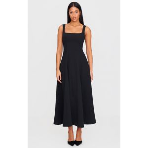 Femme Tall Robe longue noire &agrave; col carr&eacute; et taille haute | Taille 42 - Taille 42