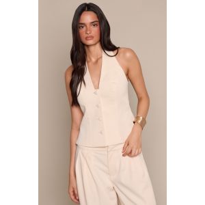 Femme Gilet amande &agrave; dos nu et boutons | Taille 34 - Taille 34