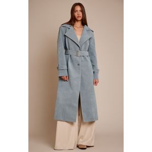 Femme Trench en suédine bleu cendré à ceinture | Taille 36 - Taille 36