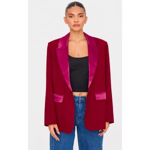 Blazer style smoking oversize bordeaux, Bordeaux - Taille 32