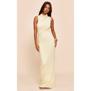 Femme Petite Robe longue citron vert à col montant | Taille 38 - Taille 38