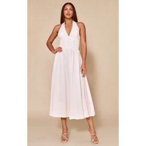 Tall Robe mi-longue tissée blanche sans manches à dos nu, Blanc - Taille 32