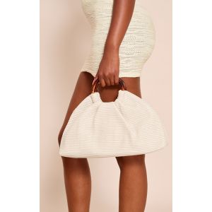 Sac à main trapèze en raphia crème, Crème - Taille One Size