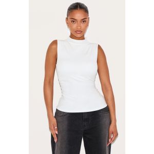 Femme Shape Top en Sculpt blanc fronc&eacute; sur les c&ocirc;t&eacute;s &agrave; col bateau et soutien-gorge int&eacute;gr&eacute; | Taille 36 - Taille 36