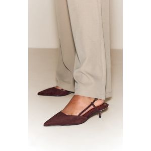 Femme Escarpins en su&eacute;dine chocolat &agrave; talon kitten et bride derri&egrave;re | Taille 36 - Taille 36