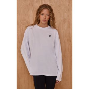 Femme T-shirt oversize blanc &agrave; logo brod&eacute; | Taille 36 - Taille 36