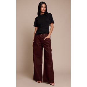 Femme Jean large effet enduit bordeaux | Taille 32 - Taille 32