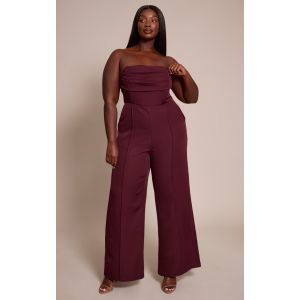 Femme Plus Combinaison bustier prune à col bénitier et poches | Taille 54 - Taille 54