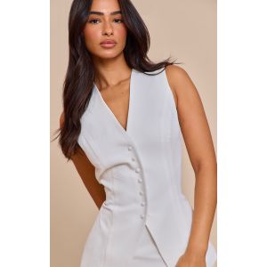 Petite Gilet blanc sans revers à boutons, Blanc - Taille 42