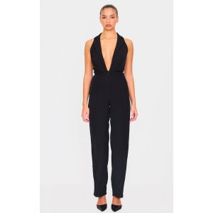 Combinaison de tailleur style veston tissée noire à lacets, Noir - Taille 34