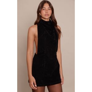 Femme Mini robe en su&eacute;dine noire &agrave; dos nu | Taille 40 - Taille 40