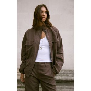 Femme Veste marron à col montant et zip Marron foncé | Taille 36 - Taille 36