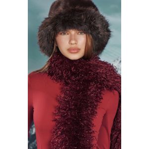 Femme &Eacute;charpe en fausse fourrure longue bordeaux - Taille One Size