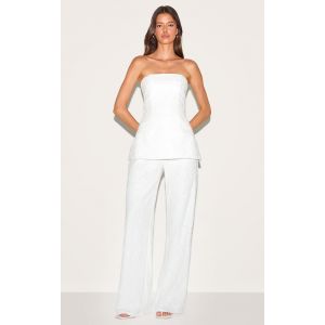 Combinaison droite en dentelle blanche à bustier superposé, Blanc - Taille 34