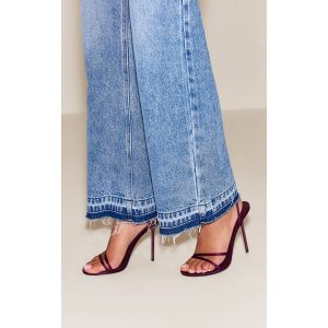 Femme Sandales rondes asym&eacute;triques satin&eacute;es prune &agrave; talon aiguille haut | Taille 38 - Taille 38