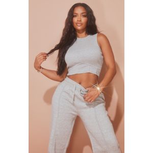 Femme Shape Crop top tr&egrave;s c&ocirc;tel&eacute; gris chin&eacute; &agrave; d&eacute;tail sur le buste | Taille 42 - Taille 42