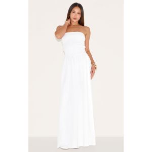 Tall Robe bustier longue blanche à détail froncé, Blanc - Taille 42