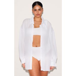 Plus Chemise de plage oversize blanche, Blanc - Taille 58