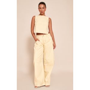 Jean style bouffant crème au beurre à taille basse et coutures devant, Crème Au Beurre.. - Taille 42
