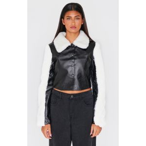 Femme Veste en PU noir à manches collées | Taille 38 - Taille 38