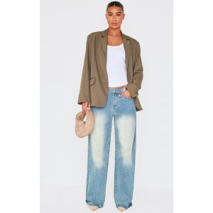 Femme Blazer oversize vert olive &agrave; coutures structurantes | Taille 42 - Taille 42