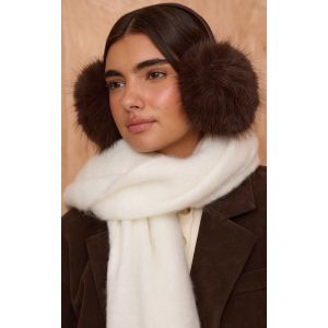 Femme Cache-oreilles fausse fourrure chocolat - Taille One Size