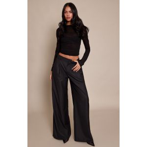 Femme Tall Pantalon large tiss&eacute; noir &agrave; doubles plissures | Taille 38 - Taille 38