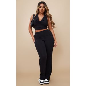 Femme Shape Pantalon noir en jersey &agrave; taille pli&eacute;e et contour | Taille 46 - Taille 46