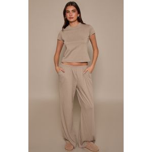 Femme Pantalon d&eacute;contract&eacute; large doux textur&eacute; sauge | Taille 38 - Taille 38