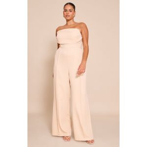 Plus Combinaison bustier gris pierre à col bénitier et poches, Gris Pierre - Taille 50