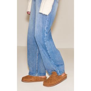 Femme Mules en suédine chataîgne à doublure en fausse fourrure et boucles Châtaigne | Taille 38 - Taille 38