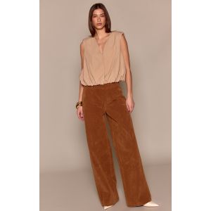 Femme Gilet tiss&eacute; sable &agrave; ourlet bouffant | Taille 44 - Taille 44