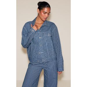 Femme Veste en jean classique bleu foncé à rayures | Taille 44 - Taille 44
