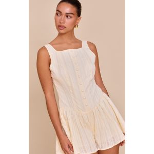 Femme Combishort jupe-short en coton jaune beurre &agrave; boutons et taille tombante | Taille 40 - Taille 40