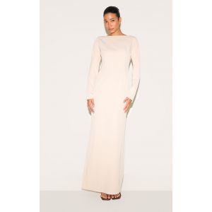 Robe de tailleur longue amande à col bateau, Amande - Taille 42