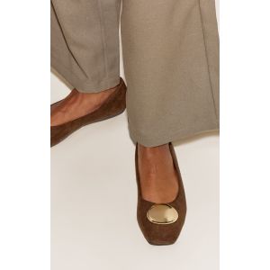 Femme Ballerines en su&eacute;dine chocolat &agrave; empi&egrave;cement en m&eacute;tal dor&eacute; | Taille 40 - Taille 40