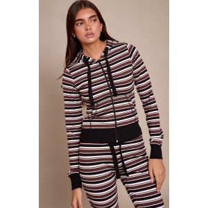 Femme Top de survêtement ajusté noir à rayures et zip | Taille 34 - Taille 34