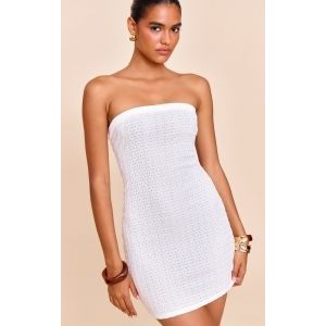 Robe bustier moulante texturée crème, Crème - Taille 36
