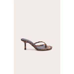Femme Mules en PU imprim&eacute; l&eacute;opard style tong &agrave; bout rond et talon moyen | Taille 38 - Taille 38