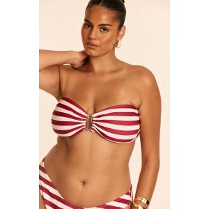 Plus Haut de maillot de bain bandeau à rayures et barre en U, Bordeaux - Taille 58