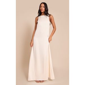 Femme Tall Robe longue satin&eacute;e cr&egrave;me sans manches &agrave; col bateau | Taille 34 - Taille 34